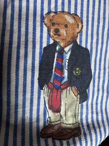 Vintage Polo Ralph Lauren Teddy Bear Blue Striped TWIN Bedskirt Ruffle Retired - Picture 17 of 17