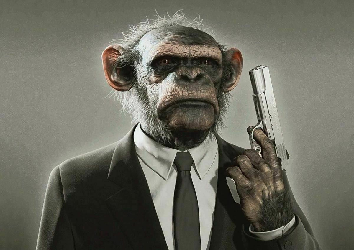 GANGSTER CHIMP PULP FICTION Wall Print Poster 20x30 | eBay
