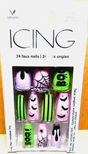 CBI Distributing Corp.~Icing 24 Faux Nails Vegan Glow In The Dark "Boo" Nail Kit