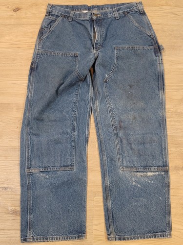 VINTAGE Carhartt Jeans Mens 36x29 B73-DST Double Knee Loose Fit Distressed READ!