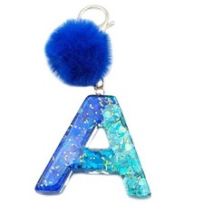 Unpafcxddyig Initial Letter Resinlphabet Key Rings with Fur Ball Pom pom A