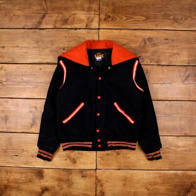 Vintage GAME Varsity Jacket S 90s Bomber USA Made Black