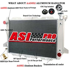 4 Rows Aluminum Radiator for 1985-1996  Ford Bronco F150.F250,F350 4.9L L6
