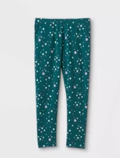 NEW Cat & Jack Toddler Girls Teal Star Print Leggings Size 2T
