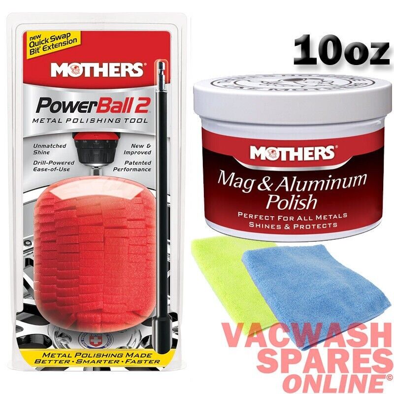 MOTHERS POWERBALL POLISHING TOOL + MAG AND ALUMINUM METAL POLISH