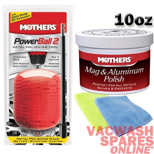 MOTHERS POWERBALL POLISHING TOOL + MAG AND ALUMINUM METAL POLISH 10