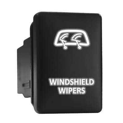 WINDSHIELD WIPERS White LED Backlit Short Push Button 1.28''x 0.87'' (Fit: Toyota)