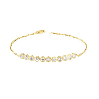 1,00 kt runder zertifizierter im Labor gezüchteter Diamant 7 Zoll Bolo Kette Armband 10 K Gelbgold