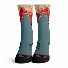 Function - Shark Bite Leg Socks Great White Teeth Bitten Bloody Attack Funny