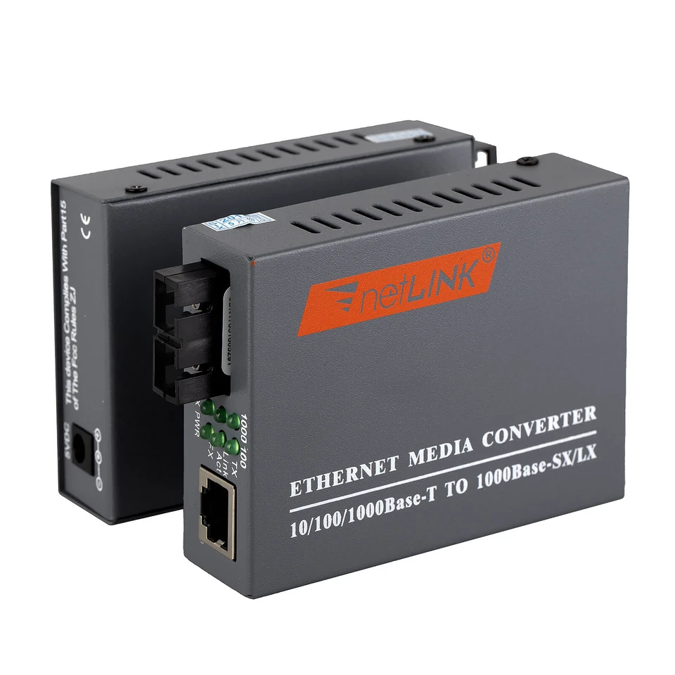 Gigabit Network Extender RJ45 to SC Duplex Fiber Converter 1000Mbps LAN  Adapter - Image 3 of 4