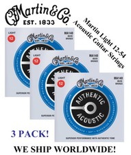 3 SETS - MARTIN MA140 ACOUSTIC GUITAR STRINGS LIGHT 80/20 BRONZE WAS M140