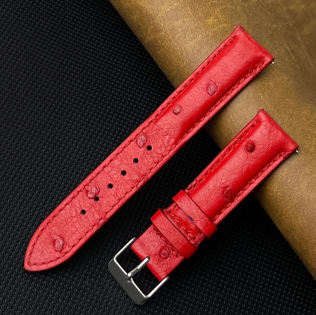 Mens red leather sales watch band