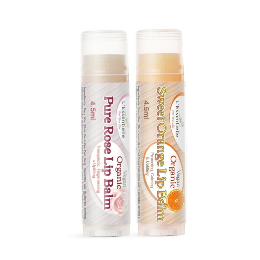 Organic Vegan lip balms Sweet Orange & Pure Rose All Natural Lip Balm Treatment
