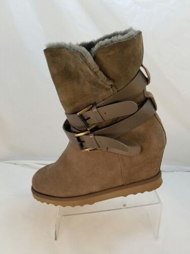 ASH Yes Brown Suede Ankle Boots Hidden Wedge Women's Size 9.5 - Picture 1 of 13