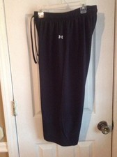 Under Armour Women Sz M Black Stretch Athletic Running Capri Pants Pocket EUC