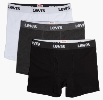 Levi s Mens 3 Pack  Boxer Briefs Size L Multi Cotton Stretch Black White Grey