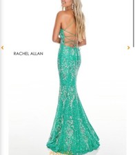 Rachel Allan Long Beaded Jade Dress