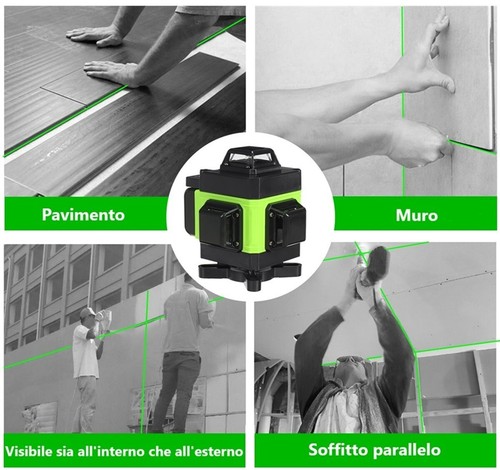 Livella laser autolivellante 360° raggio verde 16 linee orizzontale e verticale - Foto 18 di 21