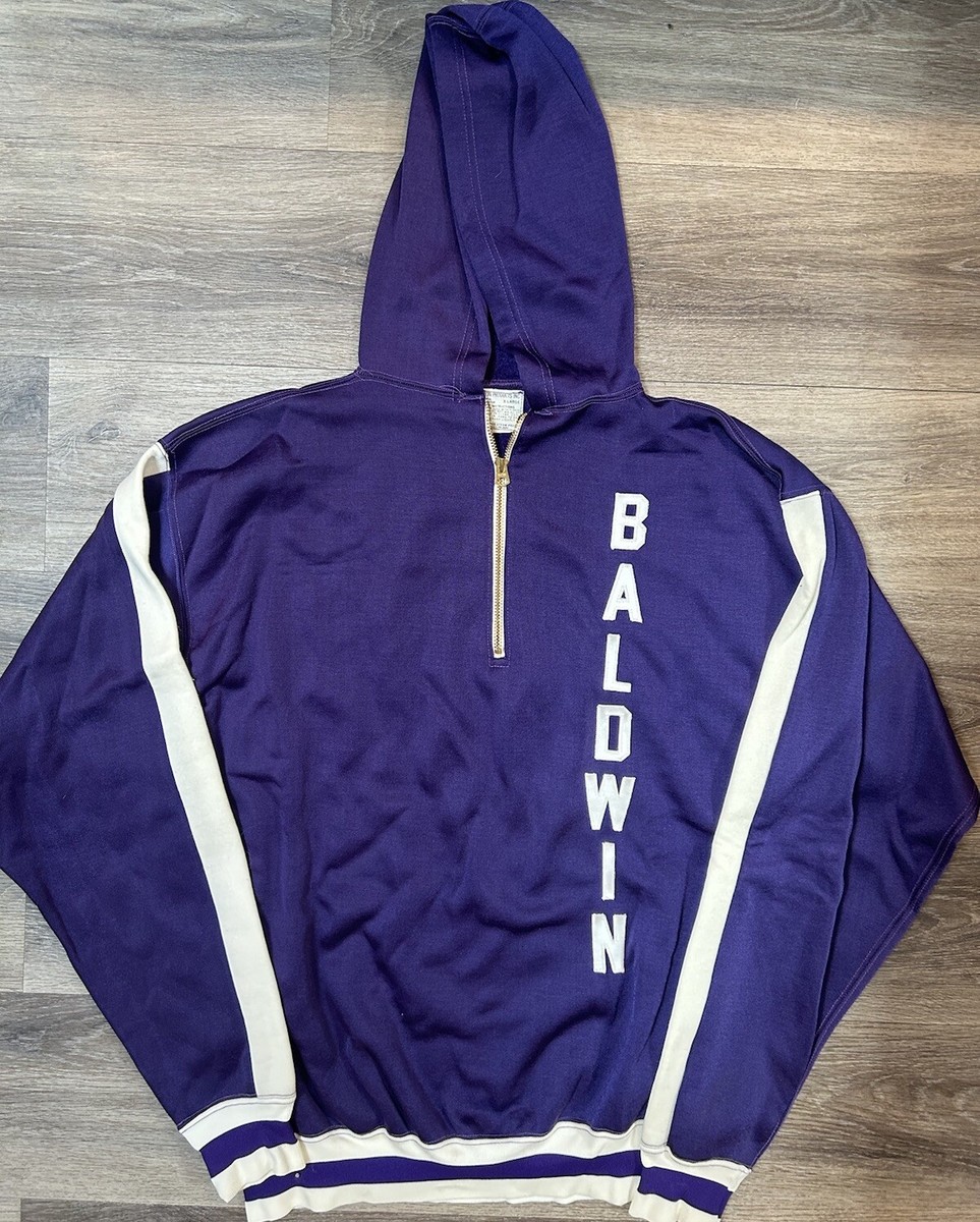 Vintage 60s 70s Champion Running Man Baldwin Purple Pullover 