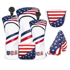Premium USA Flag Golf Driver Wood Cover/Fairway Wood/UT/Putter Headcover Choice