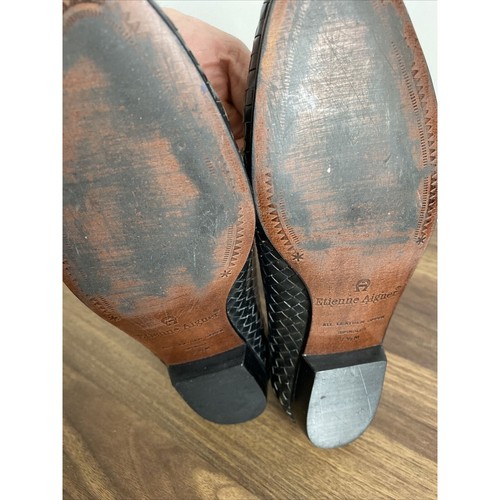Ballerine vintage anni 90 Etienne Aigner donna pelle intrecciata nera tacco corto 7,5 - Foto 9 di 13