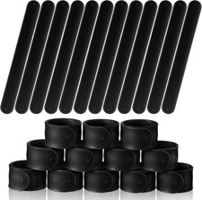 12 Pcs Silicone Slap Bracelets DIY Bands Party Favors Bulk Blank Black