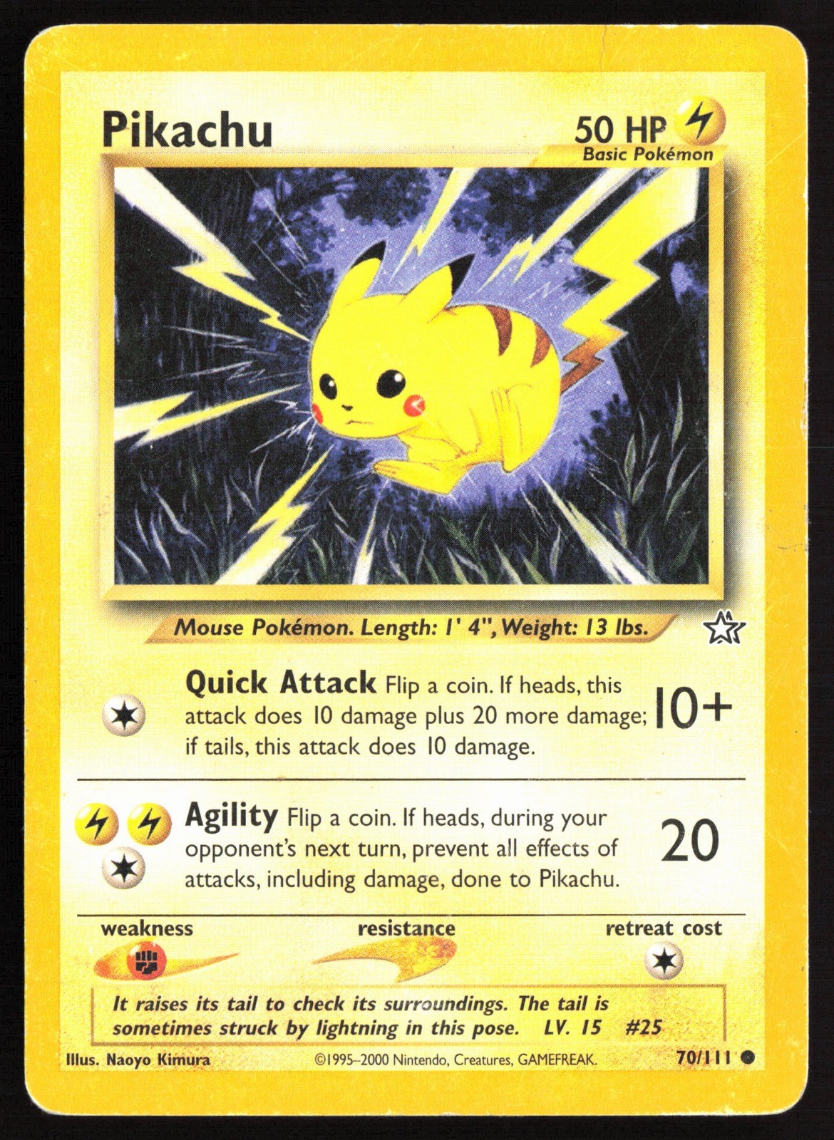 Pokemon Pikachu 070/111 Neo Genesis Unlimited Common DMG