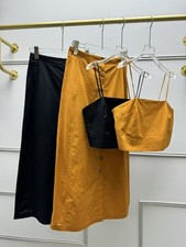 Sezane Comfortable Linen Camisole Front Buckle High Waist Casual Overskirt Dress