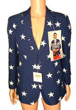 OppoSuits Mens Size 38 Blue Blazer White Stars Patriotic Suit Coat America USA
