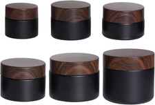 6Pcs Small Travel Lotion Containers with Lids for Creams Black Mixed Size Glas