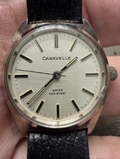 Reloj Caravelle Hombre Vintage 31mm Esfera Lino Con Correa Original y Caja Funciona Bien