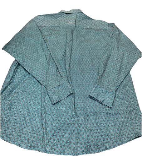 Ariat Stretch Teal Blue Flower Geometric Classic Button Up Long Sleeve Men’s XL - Picture 7 of 9