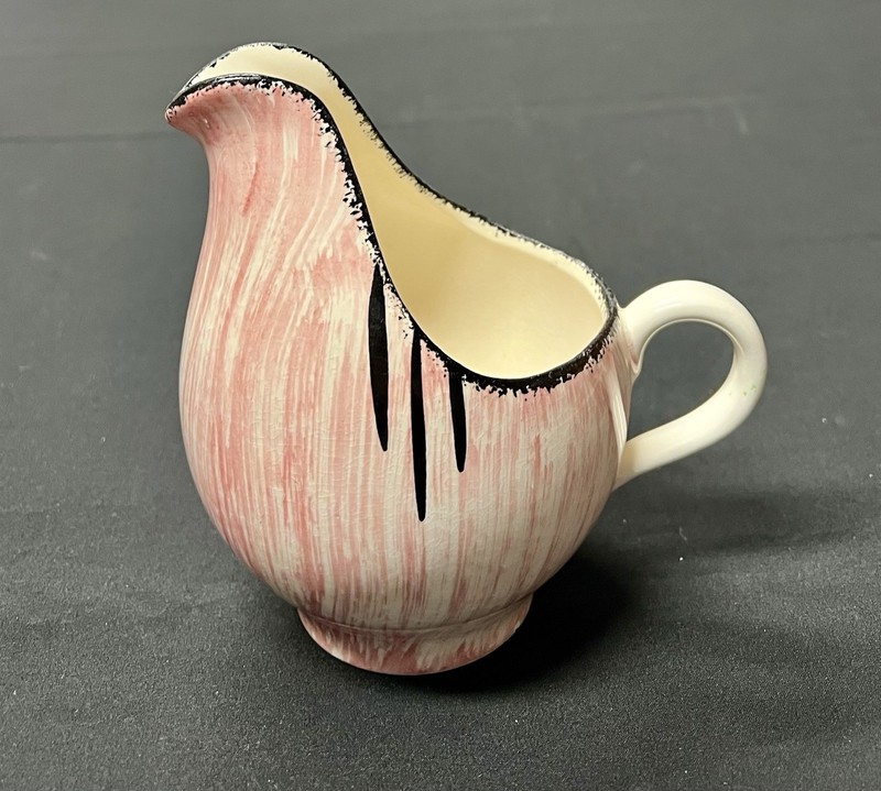 STETSON OVENPROOF CHINA  CREAMER MCM 1950’s Pink & Black
