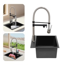 Kitchen Sink Faucet Stainless steel Single Handle Pull Down Sprayer Swivel Mixer