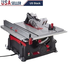15Amp 10inch Table Saw 4800RPM Portable Bevel 0-45 AntiKickback Pawl Rip Fence