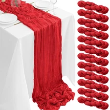 12Pack Red Table Runner 35 x 120 inch Cheesecloth Table Runner 10FT Boho Tabl...