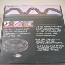 80 Ft Self Regulating Heating Cable 120V, 5w/foot, Pipe Roof Freeze Protection
