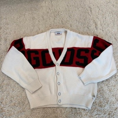 GCDS Logo Cardigan White Red Wool Blend Womens Size S