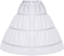 Girls Petticoat Underskirt with 3 Hoops Full Slip Crinoline Skirt