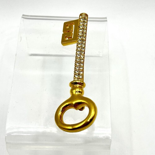 Vintage Givenchy Signed Figural Greek Key Brooch Gold Tone & Rhinestone Crystals - Picture 4 of 9