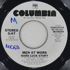 MEN AT WORK Hard Luck Story COLUMBIA 38-05649 VG 45 1985 Synth-pop 7" Electronic