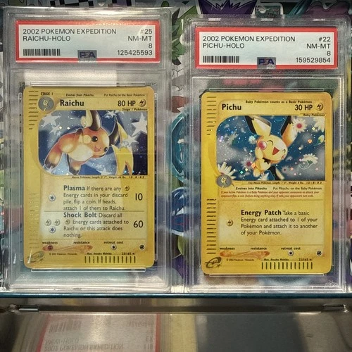 Pichu 22/165 & Raichu 25/165 Expedition Holo PSA 8 Pair