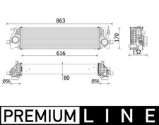 Ladeluftkühler PREMIUM LINE MAHLE CI 554 000P für S90 VOLVO XC60 246 XC90 V60 2