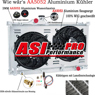 3 Reihe Kühler Für 99-05 Lexus IS200 IS300 2.0/3.0L Petrol + Lüfter + Relay