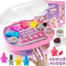 Girls Nail Polish Set, Toys for Girl Age 5 6 7 8 9 10, Care Kit pink