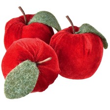 Deko Apfel Stoff Rot Samt Filz Herbst Tischdeko 9 Stk Ø7,5cm H9cm, 9 Stück