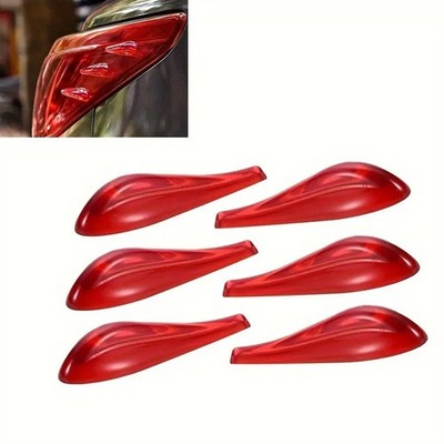 6PCS Universal Car Body Rear Spoiler Stickers Silicone 3D Tail Light Decoration