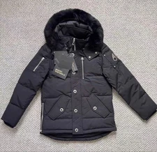 Moose Knuckles Black Down Jacket with Fur