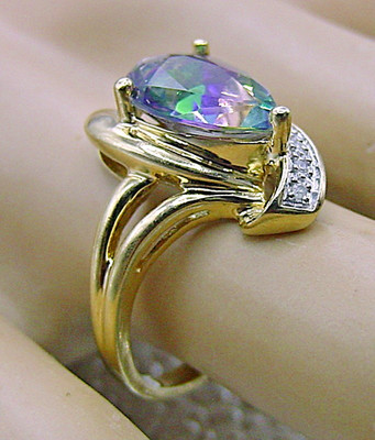 2,0ct Solitär Birnenform Mystic Topas 10K Gold Diamant Akzente verschiedene Farben