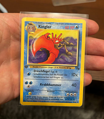 Pokémon TCG Kingler 38/62 Pokémon Karte DE Fossil Uncommon 1. Edition 60 KP 1999